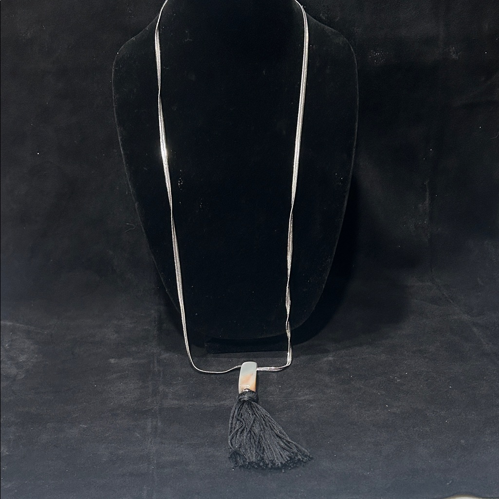 Christopher Banks Silver Necklace With Black Tassel 20$
